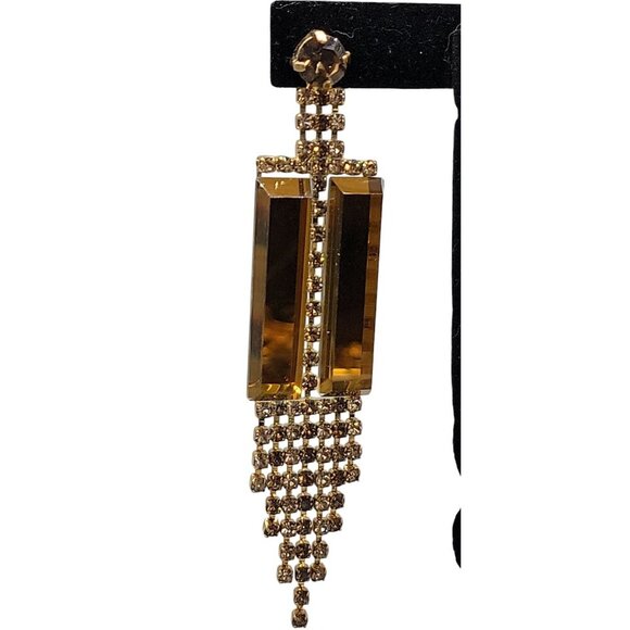 Matte Dangling Tassel Chandelier Earrings Runway Geometric Design Vtg Gold-Tone - Picture 16 of 16